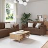 vidaXL Canapé 3 pcs Marron Tissu en lin mélangé