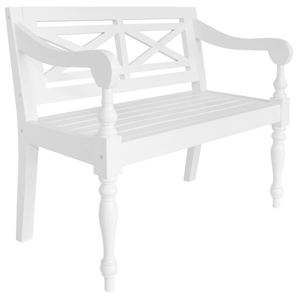 vidaXL Banc Batavia 98 cm Bois d'acajou massif Blanc