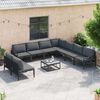 vidaXL Ensemble de canap&eacute; de jardin avec coussin 9 pcs Noir Acier