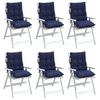 vidaXL Coussins de chaise &agrave; dossier bas lot de 6 bleu marine
