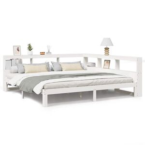 vidaXL Lit biblioth&egrave;que sans matelas blanc 200x200 cm bois pin massif
