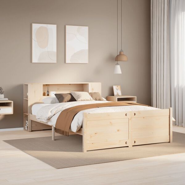 vidaXL Lit biblioth&egrave;que sans matelas 135x190 cm bois de pin massif