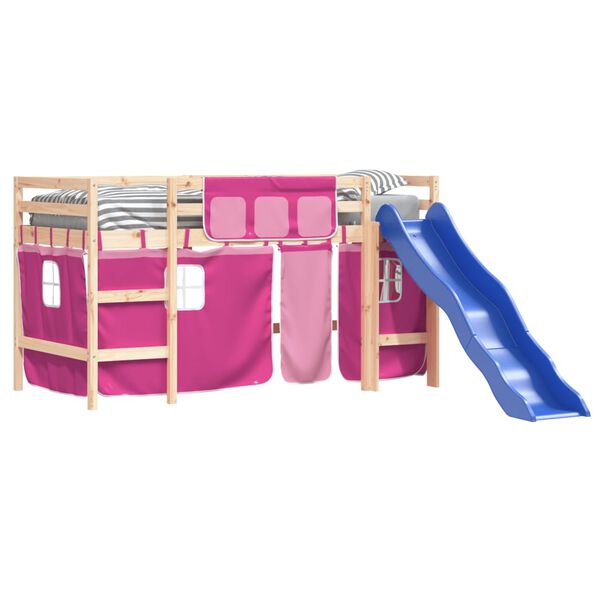 vidaXL Lit mezzanine enfants avec rideaux sans matelas rose 80x200cm