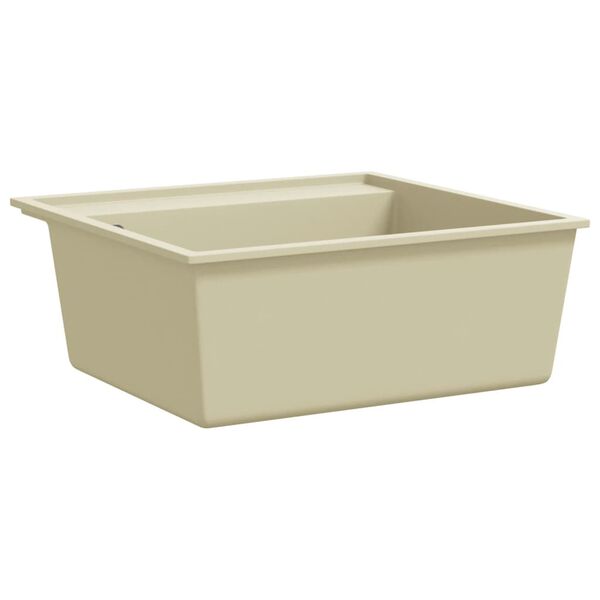 vidaXL &Eacute;vier de cuisine avec trou de trop-plein Beige Granit