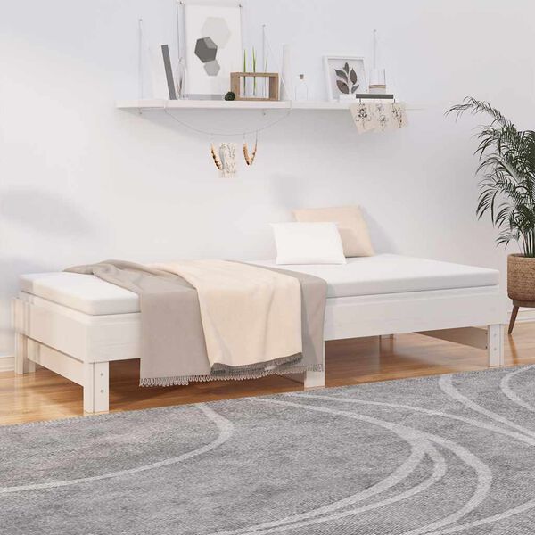 vidaXL Lit coulissant sans matelas blanc 2x(80x200)cm