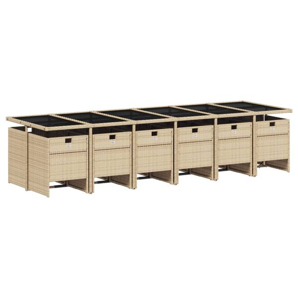 vidaXL Ensemble &agrave; manger de jardin coussins 13 pcs m&eacute;lange beige rotin