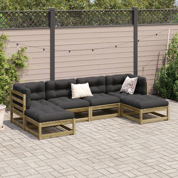vidaXL Salon de jardin 6 pcs bois de pin impr&eacute;gn&eacute;