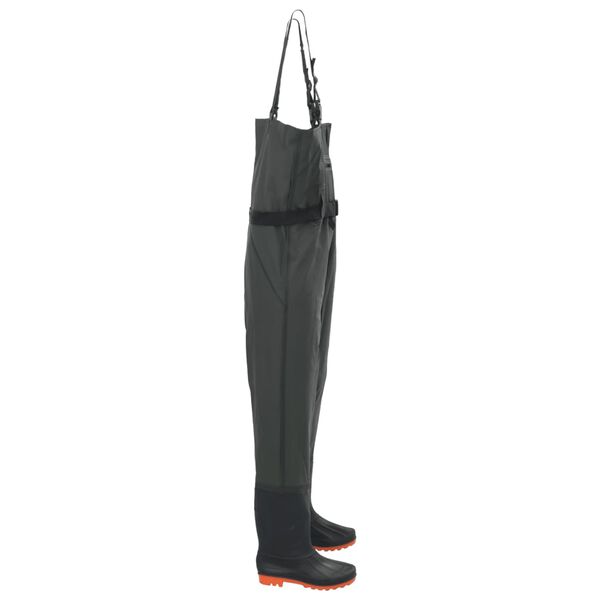 vidaXL Cuissardes avec bottes et ceinture vert fonc&eacute; taille 43