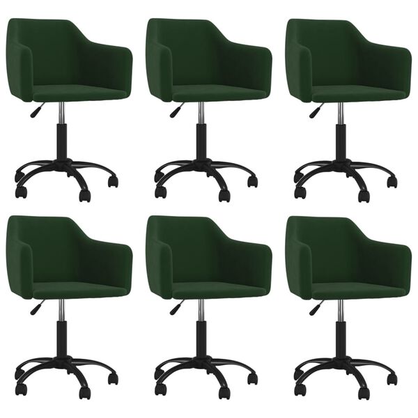 vidaXL Chaises pivotantes &agrave; manger lot de 6 Vert fonc&eacute; Velours