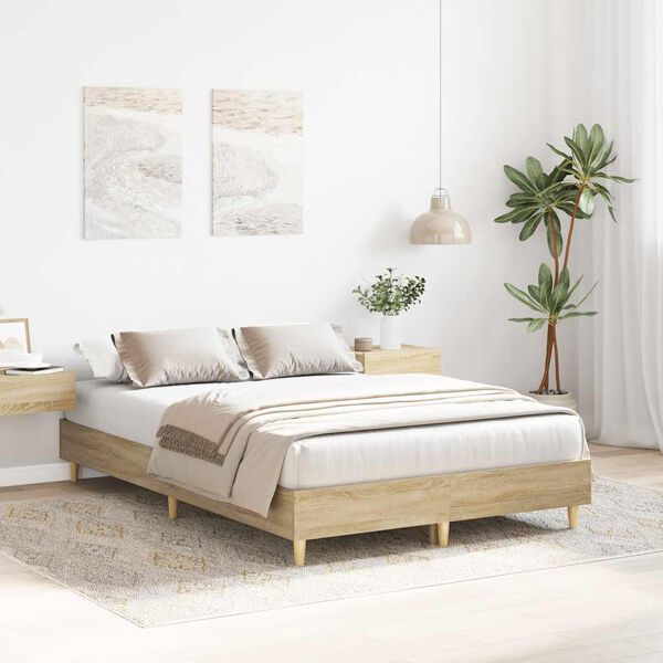 vidaXL Cadre de lit sans matelas ch&ecirc;ne sonoma 120x200 cm