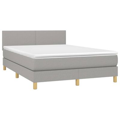 vidaXL Sommier à lattes de lit avec matelas Gris clair 140x200cm Tissu