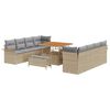vidaXL Ensemble de canap&eacute; de jardin 11 pcs Beige polyrotin