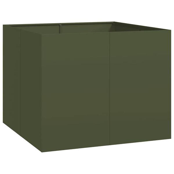 vidaXL Jardini&egrave;re vert olive 100x100x80 cm acier