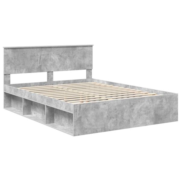 vidaXL Cadre de lit Gris B&eacute;ton 150 x 200 cm Pin massif
