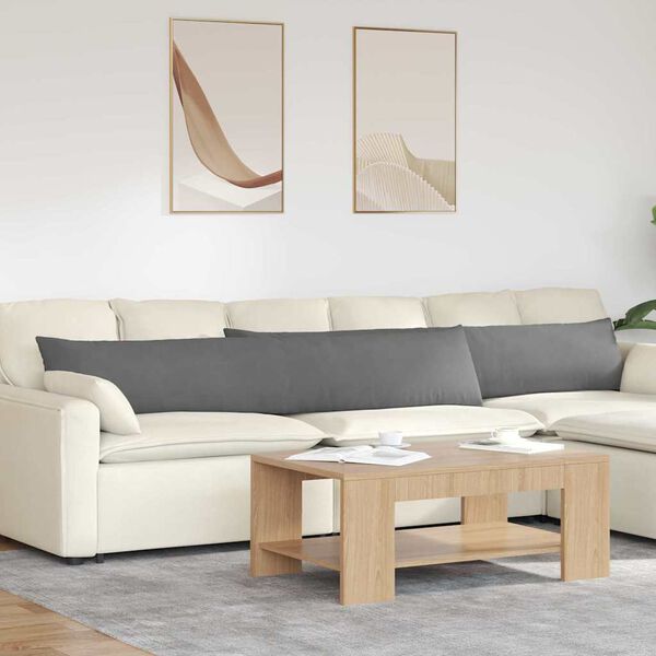 vidaXL Coussins de canap&eacute; 2 pcs Gris fonc&eacute; 200 x 40 cm tissu