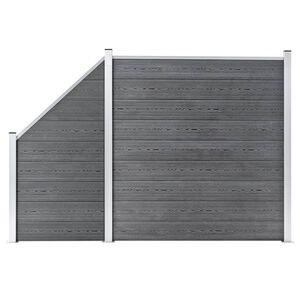 vidaXL Ensemble de cl&ocirc;ture WPC 1 Carr&eacute; + 1 Inclin&eacute; 273x186 cm Gris