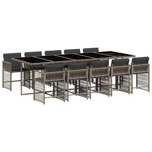 vidaXL Ensemble &agrave; manger de jardin 11pcs avec coussins gris poly rotin