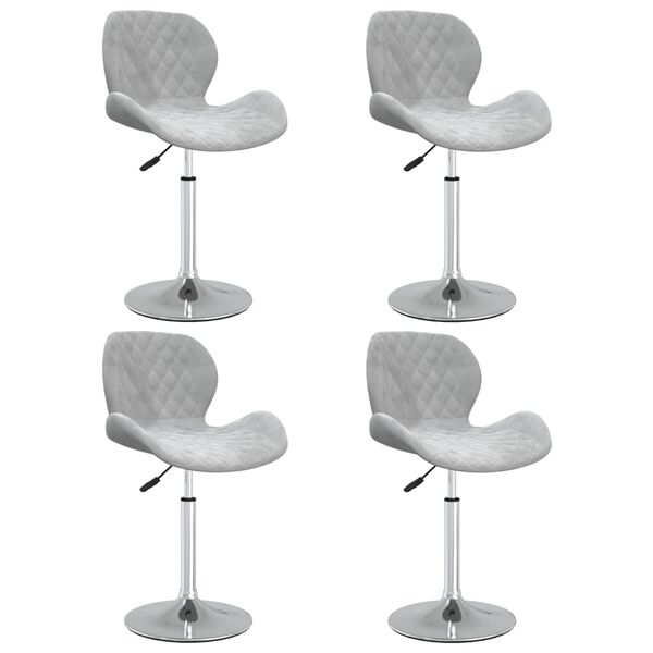 vidaXL Chaises pivotantes &agrave; manger lot de 4 Gris clair Velours