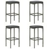 vidaXL Ensemble de bar de jardin 5 pcs et coussins R&eacute;sine tress&eacute;e Gris