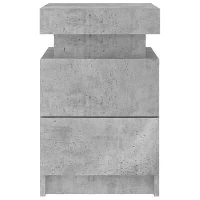 vidaXL Table de chevet avec lumières LED gris béton 35x39x55 cm