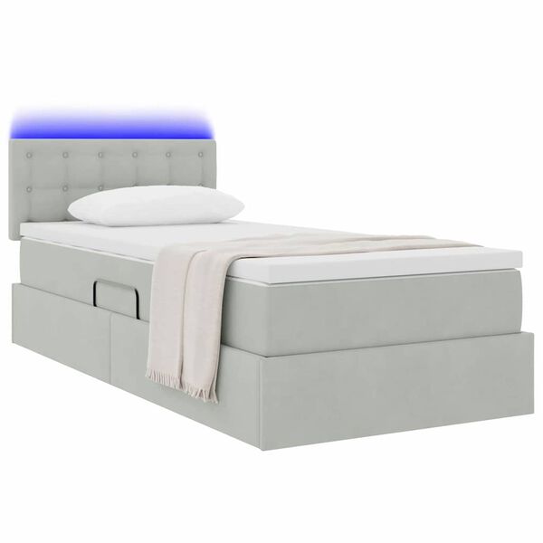 vidaXL Lit avec rangement et LED Gris clair 90 x 190 cm Velours