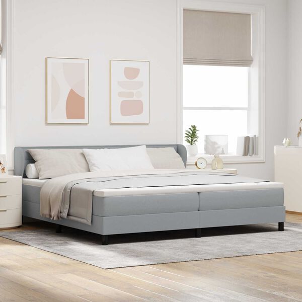 vidaXL Lit boxspring avec matelas Gris clair 200 x 200 cm tissu