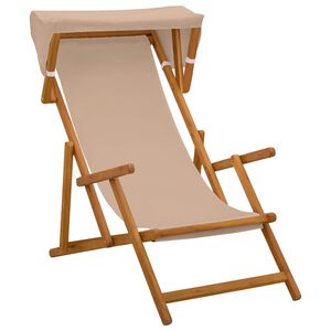 vidaXL Chaise Longue 3 Position Bois d'eucalyptus massif Taupe
