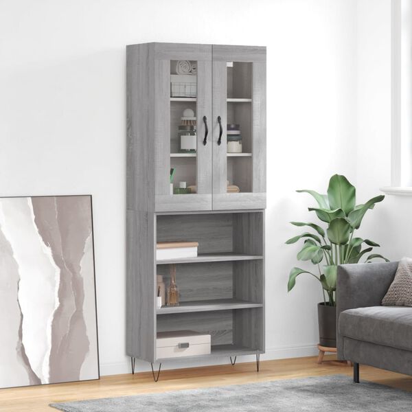 vidaXL Buffet haut Sonoma gris 69,5x34x180 cm Bois d'ing&eacute;nierie