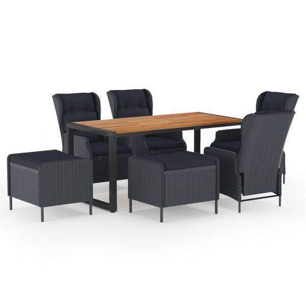 vidaXL Ensemble &agrave; manger de jardin 7 pcs gris fonc&eacute;