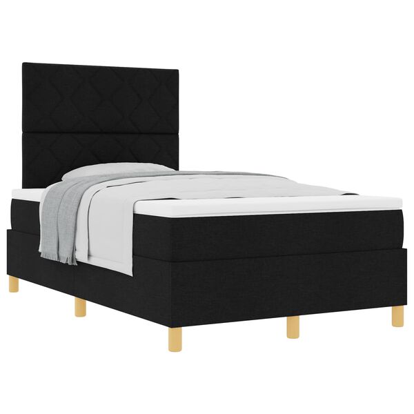 vidaXL Lit &agrave; ressorts avec matelas Noir 120 x 200 cm tissu