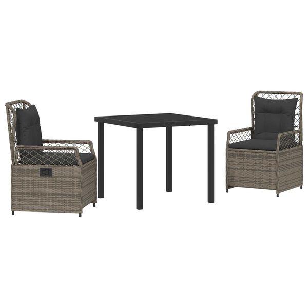 vidaXL Ensemble de salle &agrave; manger pour jardin 3 pcs Gris polyrotin