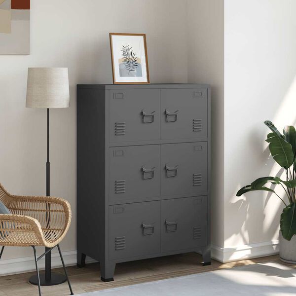 vidaXL Coffre de rangement industriel Anthracite 75x40x115 cm Métal