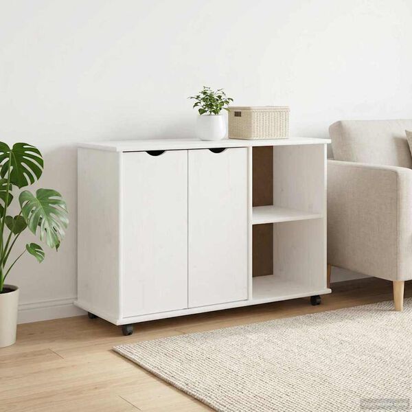 vidaXL Cabinet roulant Blanc 100 x 39 x 65,5 cm Bois de Pin Massif