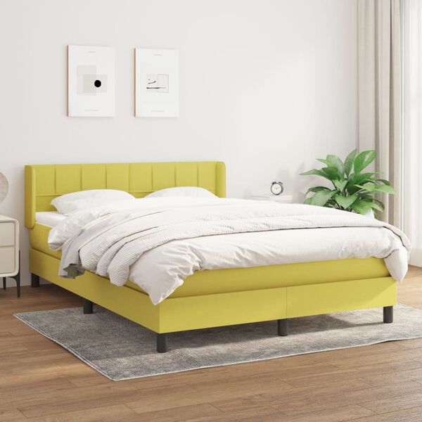 vidaXL Sommier &agrave; lattes de lit avec matelas Vert 140x200 cm Tissu