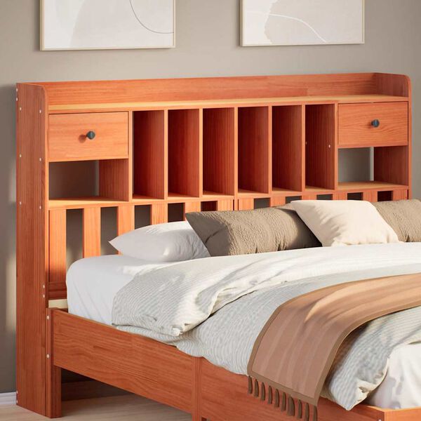 vidaXL T&ecirc;te de lit avec rangement cire marron 150cm bois massif de pin