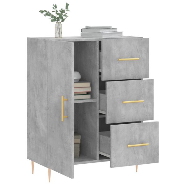 vidaXL Buffet gris b&eacute;ton 69,5x34x90 cm bois d'ing&eacute;nierie