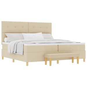 vidaXL Lit &agrave; ressorts avec matelas Cr&egrave;me 200 x 200 cm tissu
