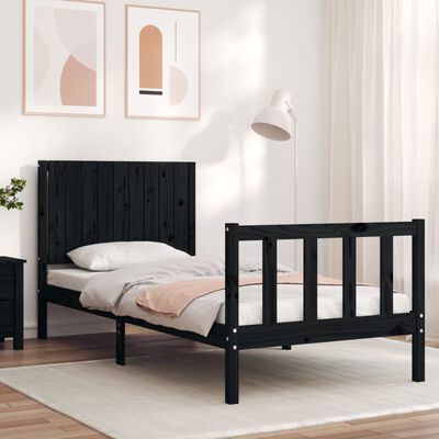 vidaXL Cadre de lit sans matelas noir 90x200 cm bois de pin massif