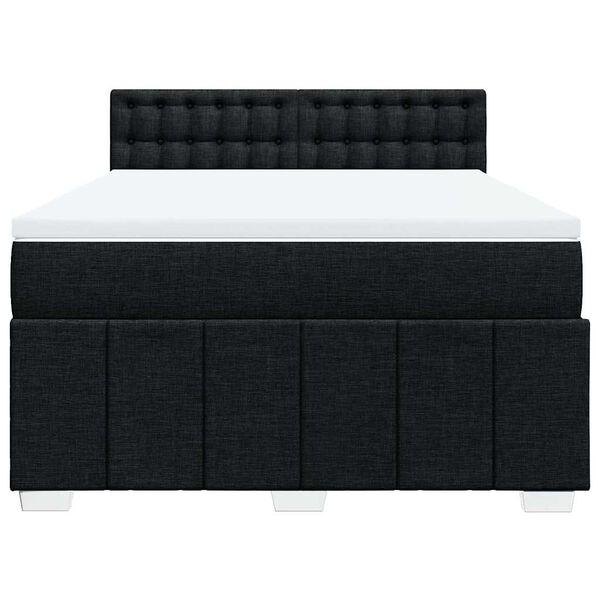 vidaXL Sommier &agrave; lattes de lit avec matelas Noir 140x200 cm Tissu