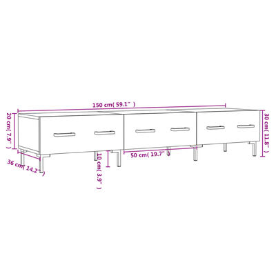 vidaXL Meuble TV chêne marron 150x36x30 cm bois d'ingénierie