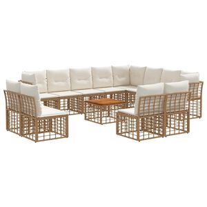 vidaXL Ensemble de canap&eacute;s d'ext&eacute;rieur 13 pcs Blanc Naturel et Cr&egrave;me