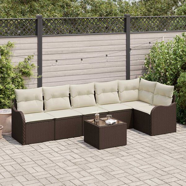 vidaXL Ensemble de canap&eacute; de jardin avec stockage 7 pcs Gris polyrotin