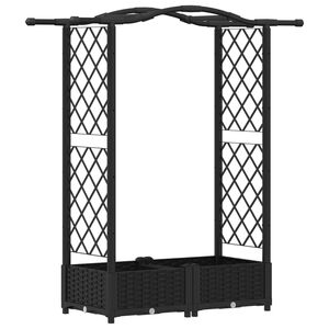 vidaXL Lit &Eacute;lev&eacute; avec Treillis et Toit Noir 124 x 40 x 123 cm PP