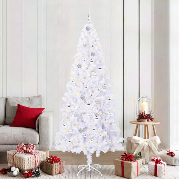 vidaXL Sapin de No&euml;l artificiel avec 300 LED Blanc 210 cm PVC et Acier
