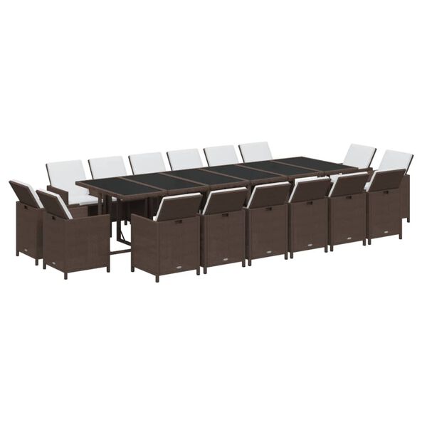 vidaXL Ensemble &agrave; manger de jardin avec coussins 13 pcs R&eacute;sine tress&eacute;e