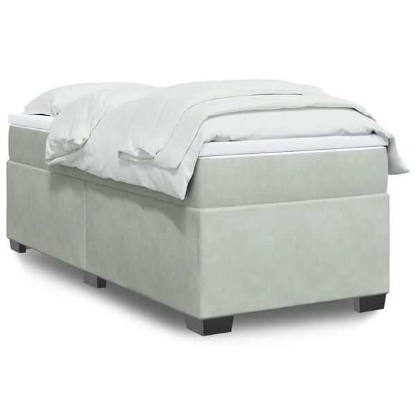 vidaXL Sommier &agrave; lattes de lit et matelas Gris clair 90x190 cm Velours