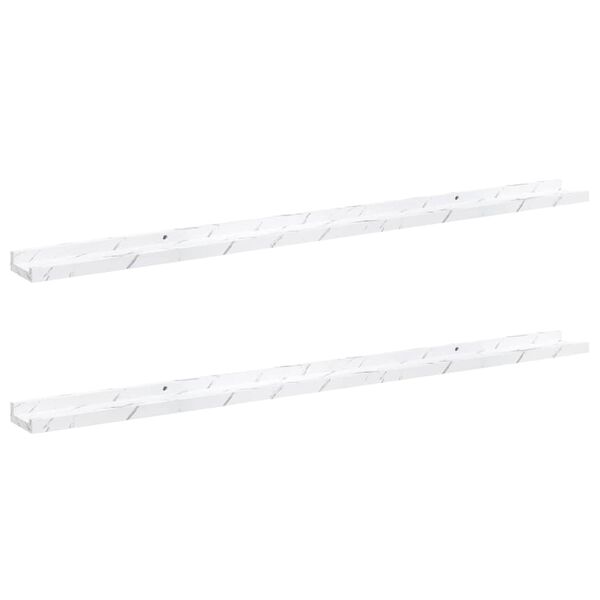vidaXL &Eacute;tag&egrave;re Murale avec &eacute;tag&egrave;re 2 pcs Marbre blanc 115 x 9 x 3 cm