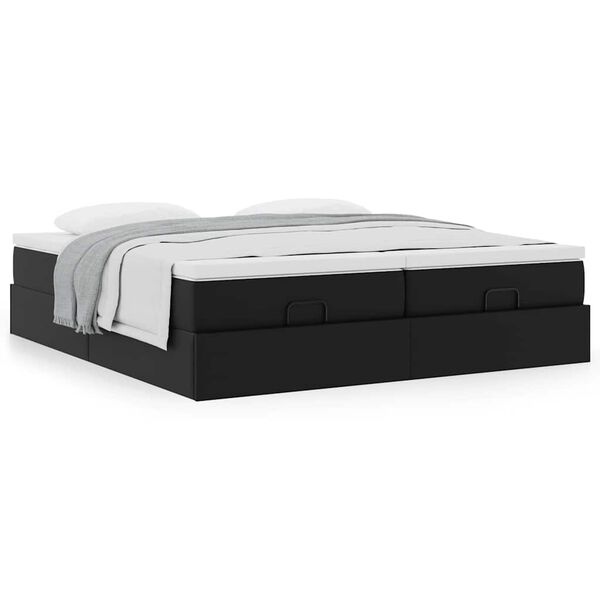 VidaXL Cadre de lit ottoman avec matelas noir 160x200 cm similicuir