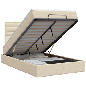 vidaXL Lit ottoman avec matelas Cr&egrave;me 120 x 190 cm Tissu
