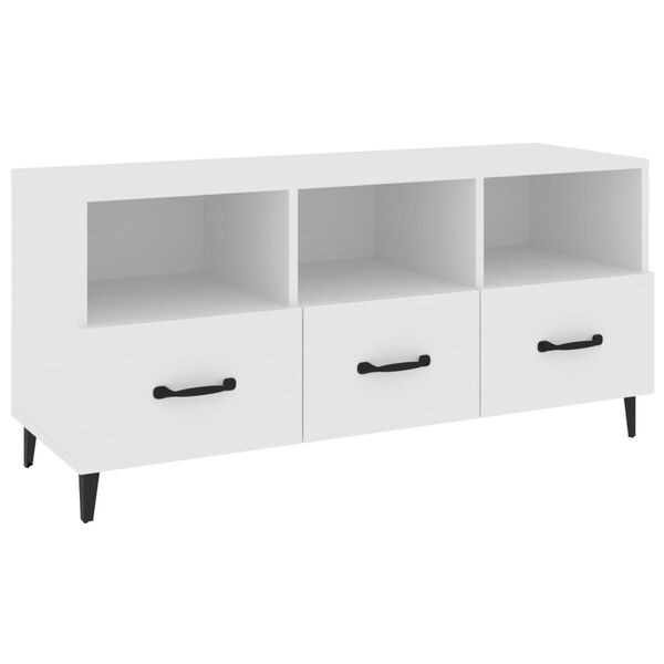 vidaXL Meuble TV Blanc 102x35x50 cm Bois d'ing&eacute;nierie